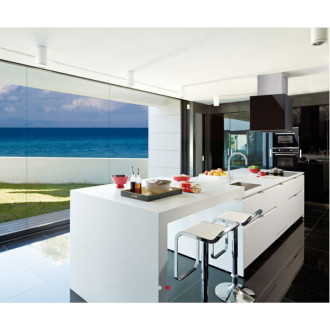 Nodor hotte îlot isla cube glass black noire