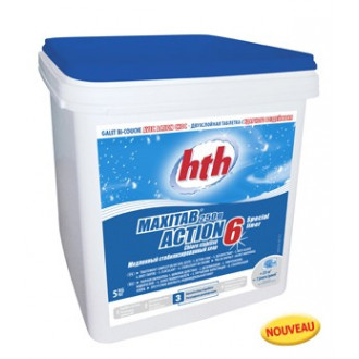 Chlore HTH Stabilisé ACTION 6 - Spécial LINER - Seau de 5kg - K801795H1
