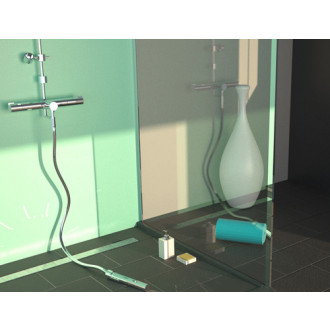 Système d'étanchéité avec siphon de sol pour douche à l'italienne 1300x2000 en sortie horizontale 
