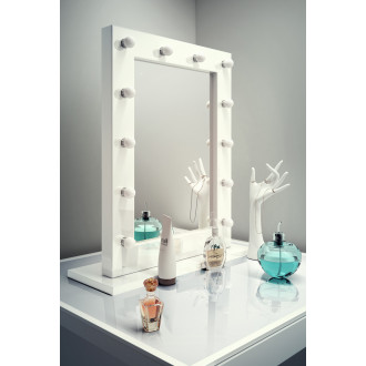 Miroir de maquillage hollywood brillant blanc lampes led blanches froides k113cw