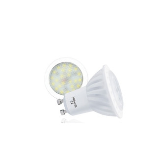 Kit spot led GU10 6 watt (eq. 60 watt) céramique - Support blanc - Couleur eclairage - Blanc froid, Type Support - Rond orientable 86mm