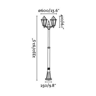 Lampadaire de jardin noir paris 1 ampoule