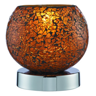 Lampe de table touch lamps, en chrome et verre orange