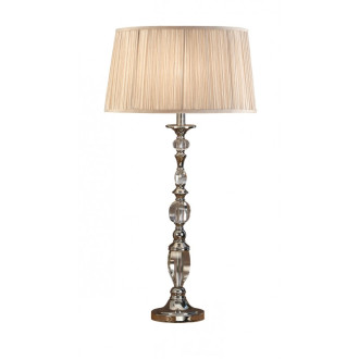 Lampe polina, nickel et cristal, abat-jour beige 34 cm