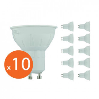 Lot de 10 spots led GU10 5 watt 400 lumen (eq. 50 watt) - 120° - Couleur eclairage - Blanc froid