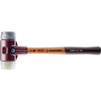 Maillets simplex, avec boîtier en fonte malléable et manche en bois - nylon / métal doux - Diamètre au choix