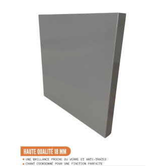 Cuisineandcie - meuble bas de cuisine eco gris brillant 1 porte 1 tiroir l 40 cm
