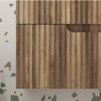 Meuble de Salle de Bains LEON 80 cm décor bois - 2 Tiroirs en MDF Ondulés - Vasque à encastre Aurlane - PACM728