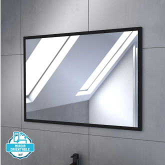 Meuble salle de bains 80cm décor chêne naturel 3 tiroirs - Vasque noire et Miroir - TIMBER Aurlane - PACM227