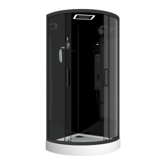 Cabine de douche 1/4 de cercle hydro 95x95x215 cm - portes coulissantes - fonds & profilés noir mat Aurlane - CAB272