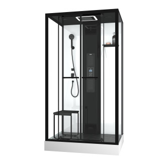 Cabine de douche rectangle 115x90x218 cm - fonction hammam, jets hydromassants, led et bluetooth Aurlane - CAB265