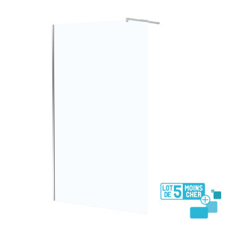 Lot de 5 parois de douche 120x195 cm en verre trempé 5 mm - profilés et bras chromés Aurlane - PACF467