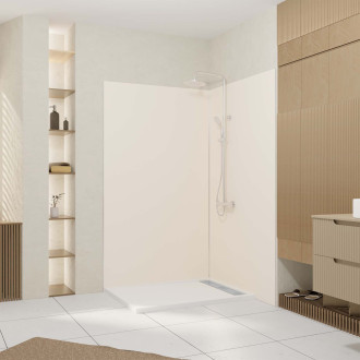 Pack 2 panneaux muraux en aluminium ivoire 120x210 cm + profilés finition et angle chrome Aurlane - PACP303