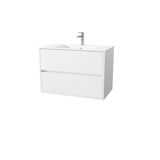 Pack meuble salle de bains 80 cm laqué blanc, 2 tiroirs avec vasque céramique - xenos Aurlane - PACM689