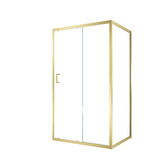 Pack porte de douche coulissante 120x200cm et retour 90cm - profilés or doré brossé - verre 6mm Aurlane - PACF477