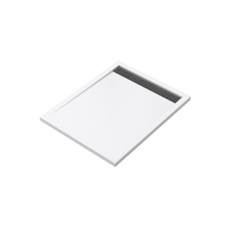 Receveur en acrylique blanc 80x100x4 cm + grilles linéaires chrome et gun metal - whiteness ii Aurlane - PACR179