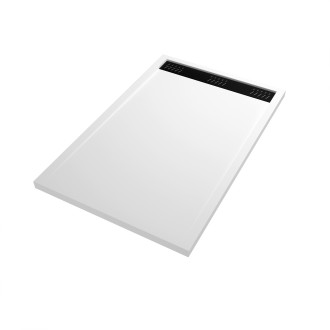 Receveur en acrylique blanc 90x140x5 cm + grilles linéaires chrome et noire - whiteness ii Aurlane - PACR229