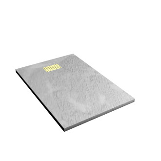 Pack receveur gris effet pierre 80x120 cm et grille décor perforée or doré brossé - rock 2 Aurlane - PACR211