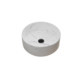 Vasque à poser ronde en céramique blanche mat effet marbre - ø36cm x 13cm - white marble Aurlane - VAS052