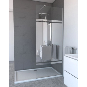 Pack paroi de douche 90x200cm - Bande Miroir - Barre de fixation extensible et profil chrome Aurlane - FAC450