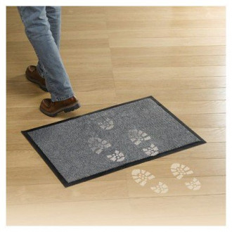Paillasson gris clair pour porte d'entrée ou couloir à poils ras 40 x 60 cm
