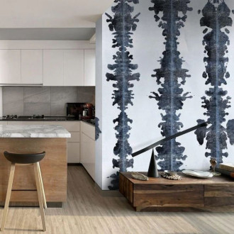 Papier peint tâches d'encres noires et blanches - INK BLOT BLACK++