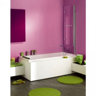 Pare-baignoire ancomalin, 2 volets pliables relevable et pivotant en verre securit transparent 5mm