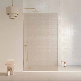 Paroi de douche 120x200cm - Verre feuilleté avec tissu doré - Encadrement Or Doré Brossé - COUTURE Aurlane - FAC1087