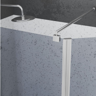 Paroi de douche et volet pivotant 120+40x200cm - Verre Fumé + Barre fixation chrome Aurlane - FAC460