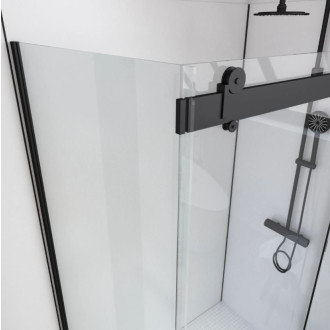 Paroi de retour pour paroi porte de douche type industriel Noir mat 90x200cm - verre trempe 8mm Aurlane - FAC360
