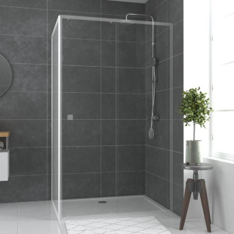 Paroi porte de douche blanc RETOUR 90x185cm pour porte - Verre transparent 5mm - WHITY SIDE 90 Aurlane - FAC495
