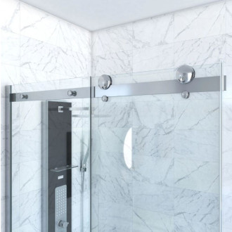 Paroi porte de douche coulissante + Retour 120x80 cm - RAILROAD CHROMED 120 FRONT-80 Aurlane - FAC630 Paroi porte de douche coulissante + Retour 120x80 cm - RAILROAD CHROMED 120 FRONT-80 Aurlane - FAC630