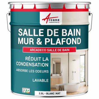 Peinture salle de bain pour mur et plafond,  anti condensation : arcascreen anti condensation  blanc - 2.5 l - arcane industries