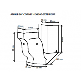 Petit Angle 90° extérieur pour gouttière aluminium Dev 300 Coloris au choix