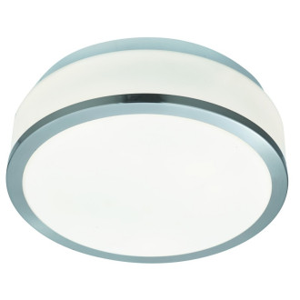 Plafonnier bol, 28cm, argent satiné et verre opale