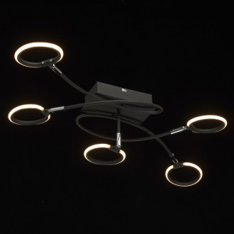 Plafonnier noir techno 5 ampoules 27.5 cm