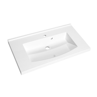 Plan de toilette Flex simple vasque en polybéton blanc brillant