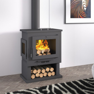 Fm poêle à bois en acier ch-2 9,5kw avec mini four top