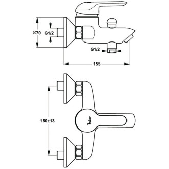 Porcher – mitigeur de douche mural olyos 2 avec raccords