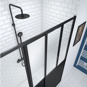 Porte de douche coulissante type Atelier 120x200cm - Profilés Noir Mat - WORKSHOP SLIDE Aurlane - FAC352