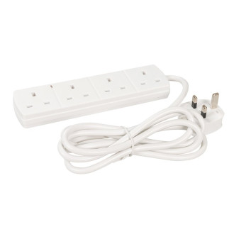 Rallonge électrique avec voyant néon 240 V - 4 prises - 2 m