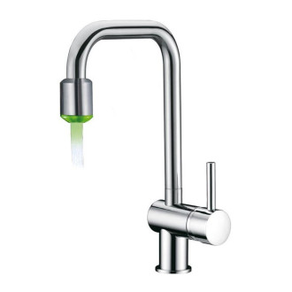 Rousseau - robinet laiton chromé à bec haut mitigeur à led pour évier de cuisine
