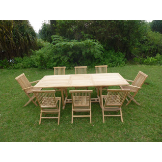 Ensemble de jardin en teck premium astana 6 chaises 2 fauteuils jenae