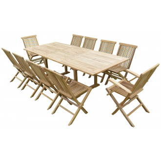 Ensemble de jardin en teck premium astana 8 chaises 2 fauteuils jenae