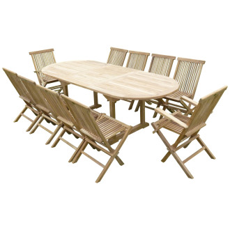 Ensemble de jardin en teck premium milana 8 chaises 2 fauteuils jenae