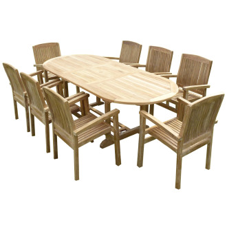 Ensemble de jardin en teck premium milana 8 fauteuils audia