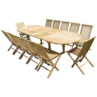 Ensemble de jardin en teck premium nayan 12 chaises jenae