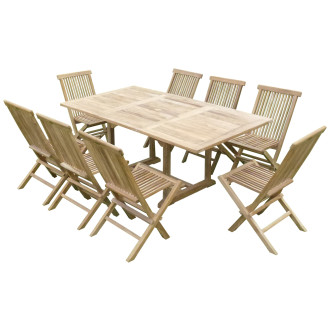 Ensemble salon de jardin en teck sunang 8 chaises jenae