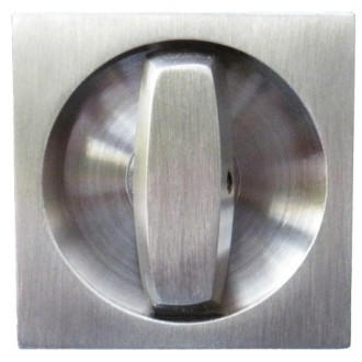 Serrure à larder rosace carrée pour porte coulissante avec manœuvres de condamnation usinage ø 48 mm inox satiné