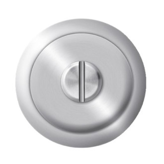 Serrure à larder rosace ronde pour porte coulissante avec manœuvres de condamnation usinage ø 48 mm inox satiné